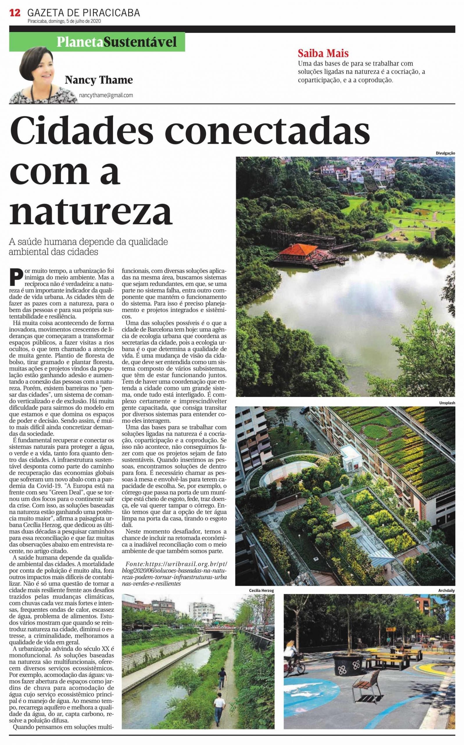 Cidades conectadas com a natureza