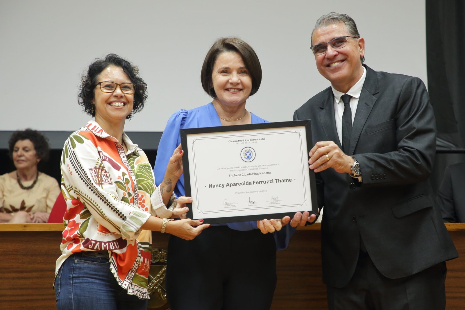 Nancy Thame foi contemplada com o título de “Cidadã Piracicabana”